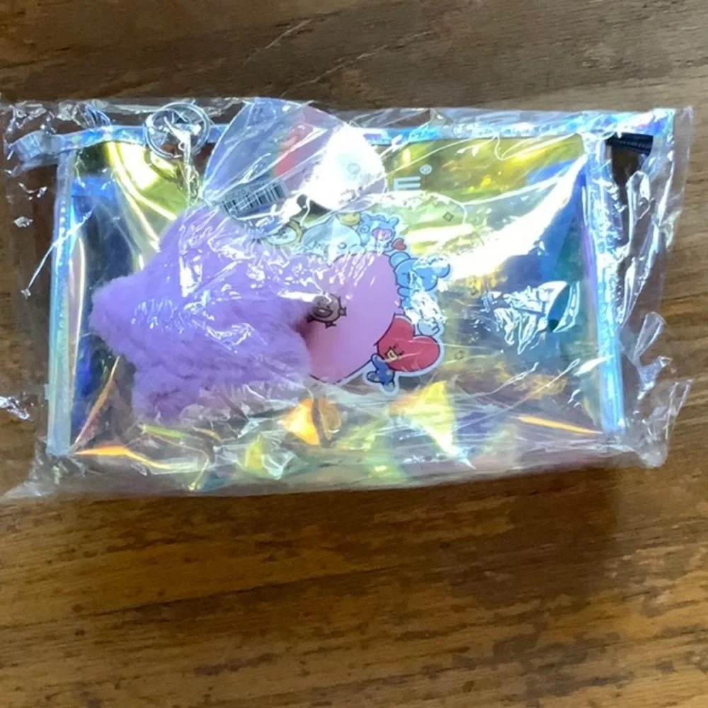 New The Crème Shop x BT21 iridescent holographic makeup bag